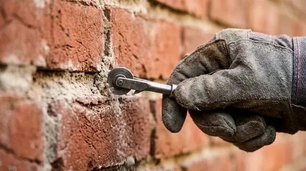 Repointing old brick with matched mortar in Huntersville